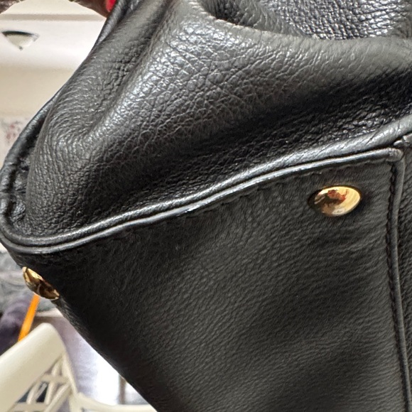 Michael Kors Large Black Studded Satchel with Gold Details - Picture 5 of 12